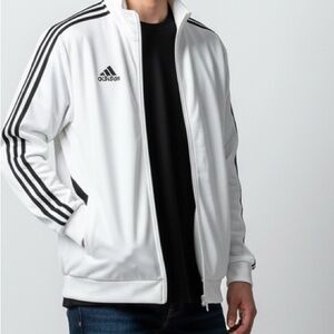 Adidas Men's White Jacket with Black Stripes